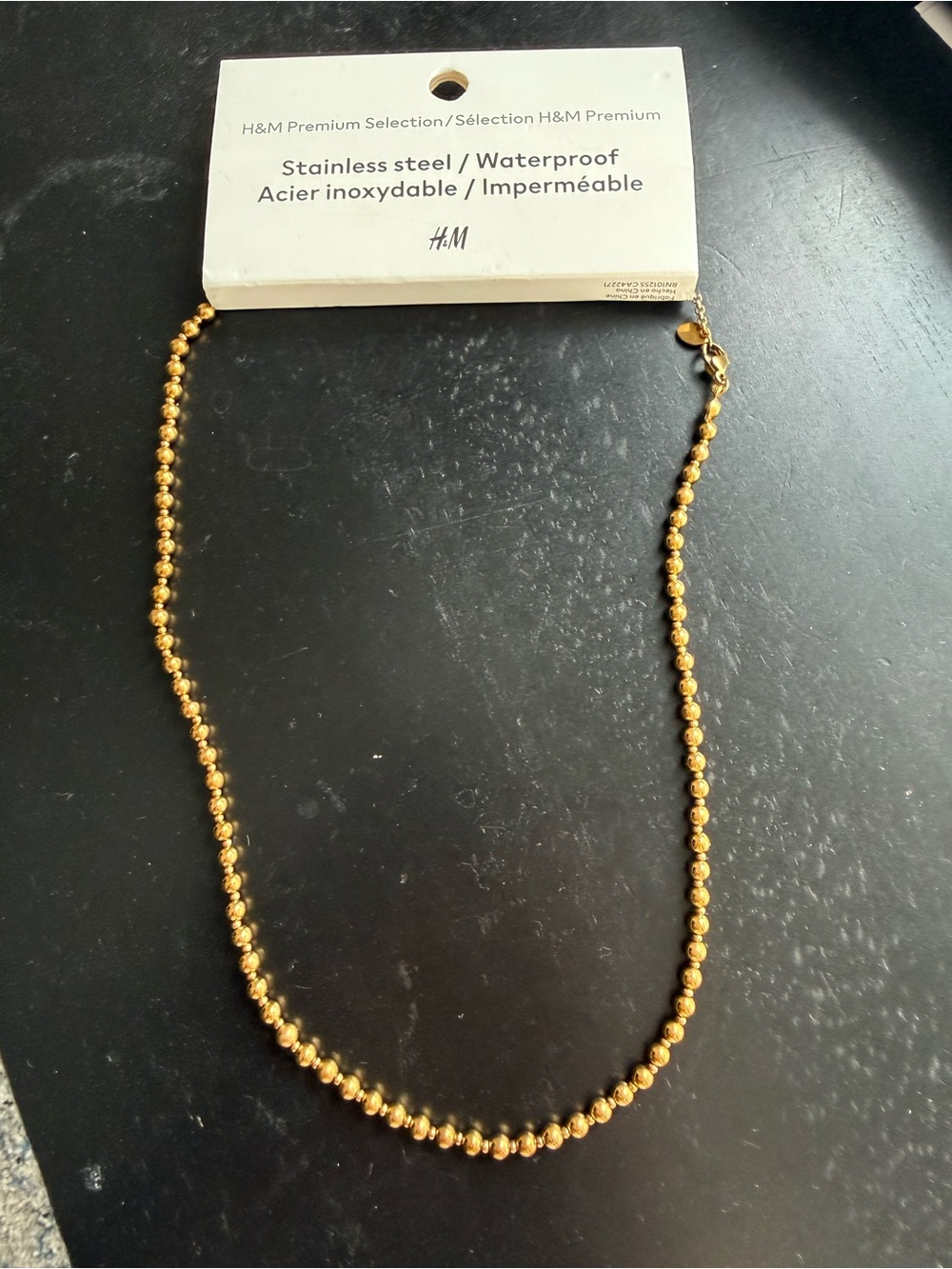 H&M Gold Beaded Necklace — Polished Bead Chain